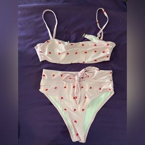 Heart high waisted pink bathing suit 80s style